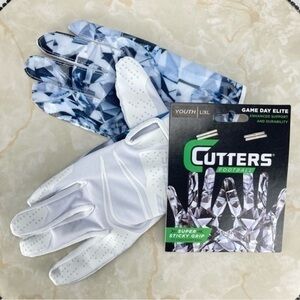 Cutters Game‎ Day Elite Football Gloves White Diamond Youth L/XL Receiver Gloves